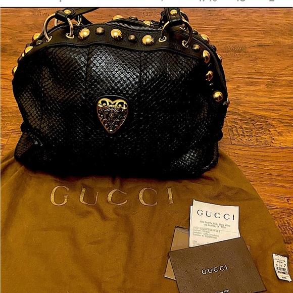 Gucci Black and Gold Studded Shoulder Bag - Picture 1 of 8